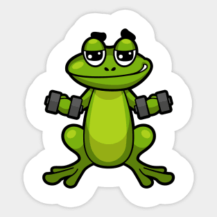 Frog at Biceps training with Dumbbells Sticker